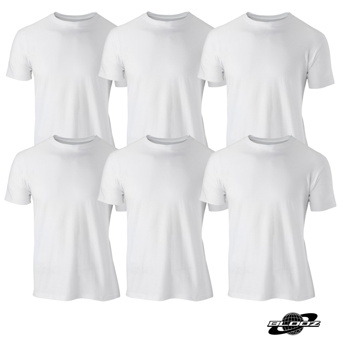 Blooz T-Shirts (6-Pack) Crew-Neck Short-Sleeve 100% Cotton Tee's
