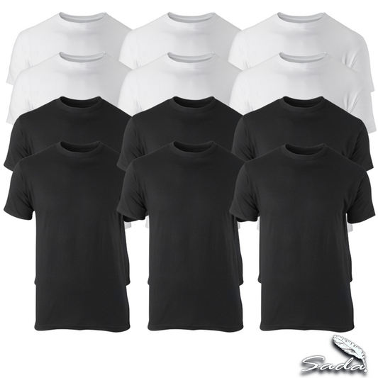 Sada T-shirts (1-Dozen/ 12pc) Short-Sleeve Crew-Neck 100% Cotton By Blooz