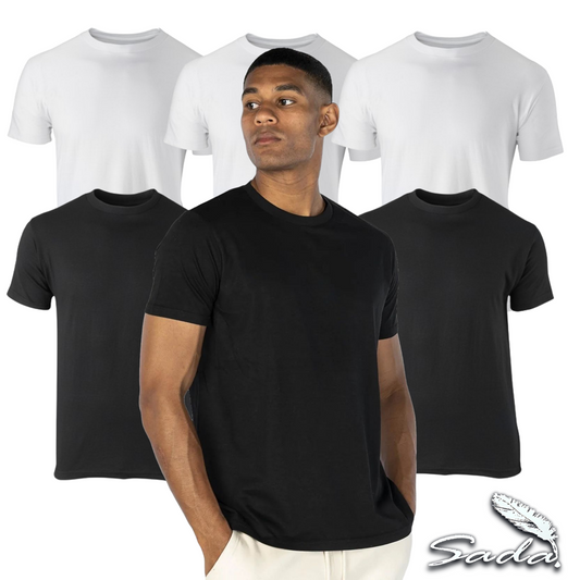 Sada T-Shirts (6-Pack) Crew-Neck Short-Sleeve 100% Cotton Tee's By Blooz