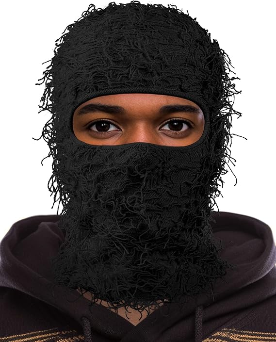 Distressed Ski-Mask Hairy Balaclava Face Cover