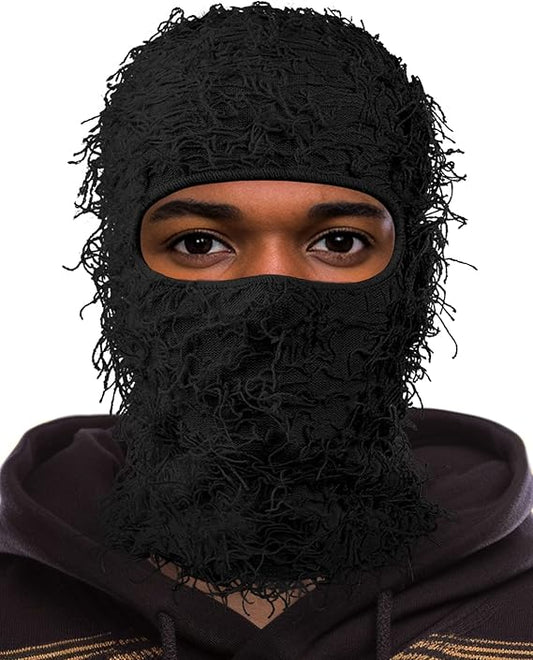 Distressed Ski-Mask Hairy Balaclava Face Cover