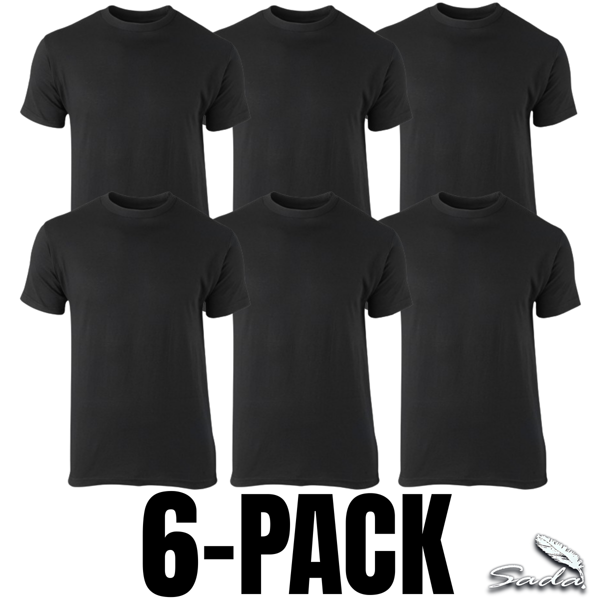 Sada Crew Neck T-Shirt (6-Pack) Short-Sleeve 100% Cotton Tee's