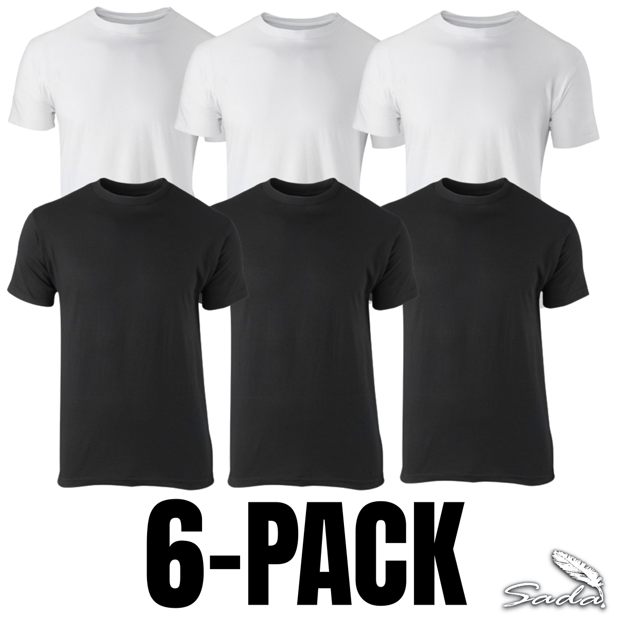 Sada Crew Neck T-Shirt (6-Pack) Short-Sleeve 100% Cotton Tee's