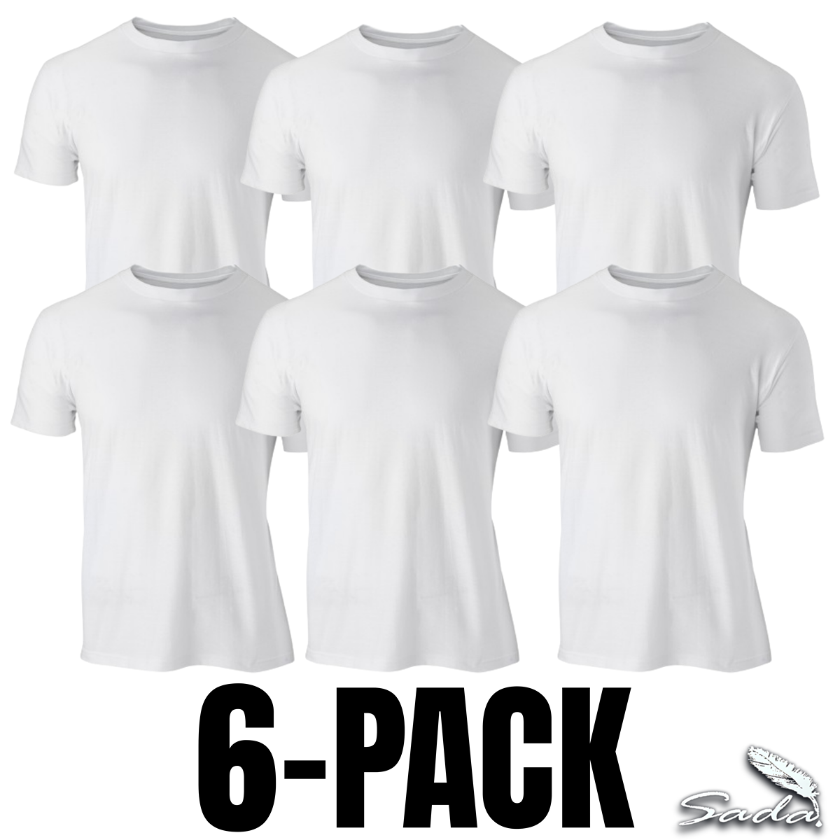 Sada Crew Neck T-Shirt (6-Pack) Short-Sleeve 100% Cotton Tee's