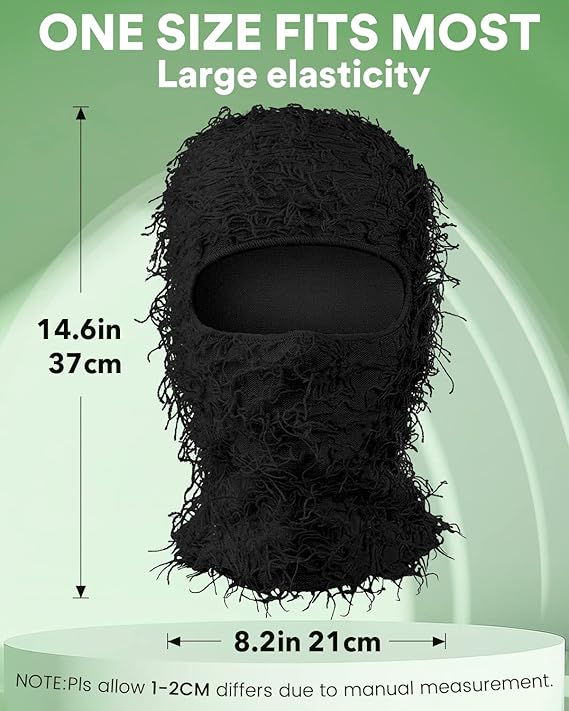 Distressed Ski-Mask Hairy Balaclava Face Cover