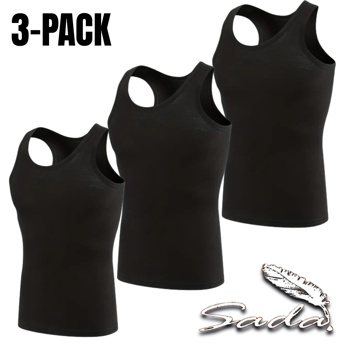 Sada Tank-Top A-Shirt (3-pack) Muscle-Shirt 100% Cotton