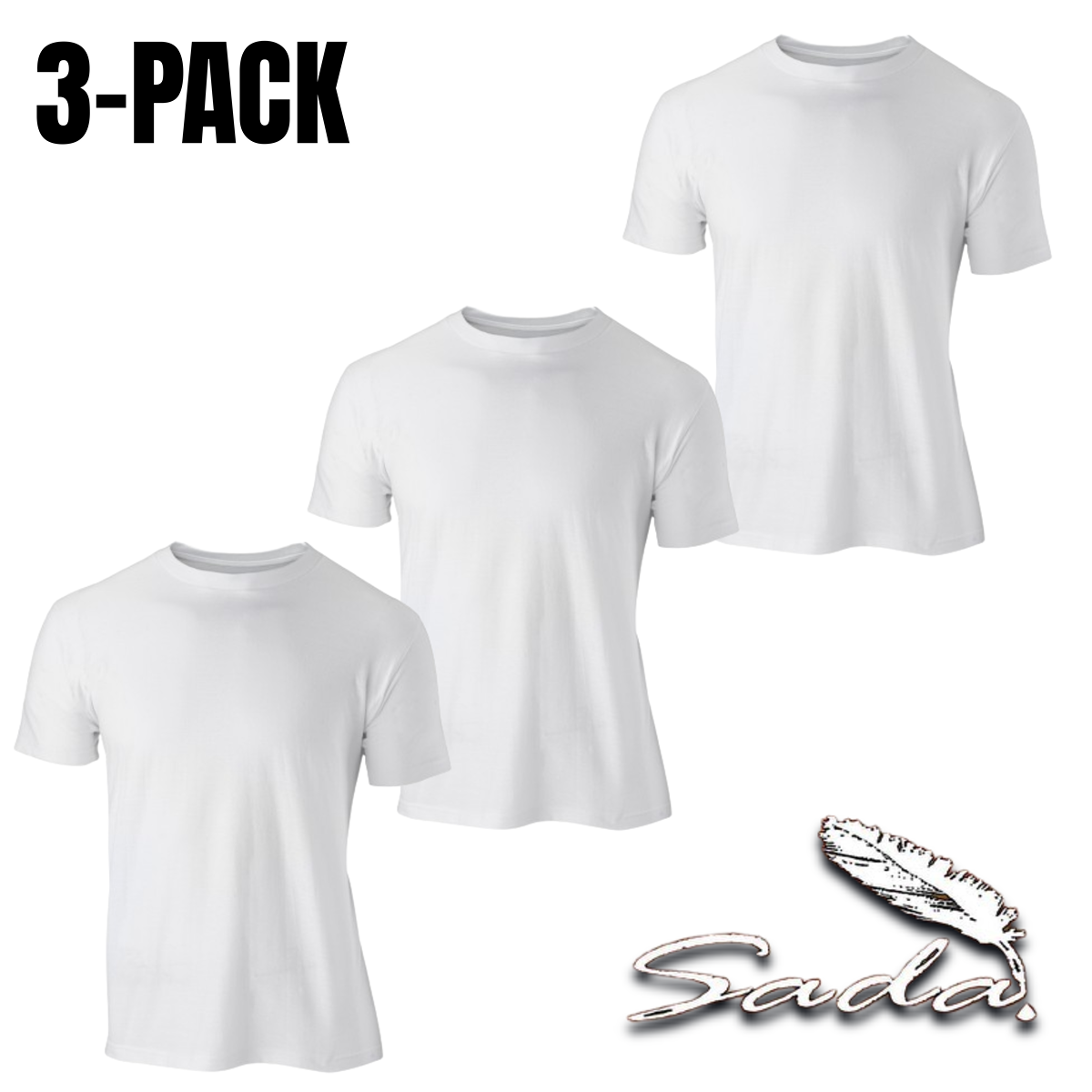 Sada Crew Neck T-Shirt (3-pack) Short-Sleeve 100% Cotton UNISEX