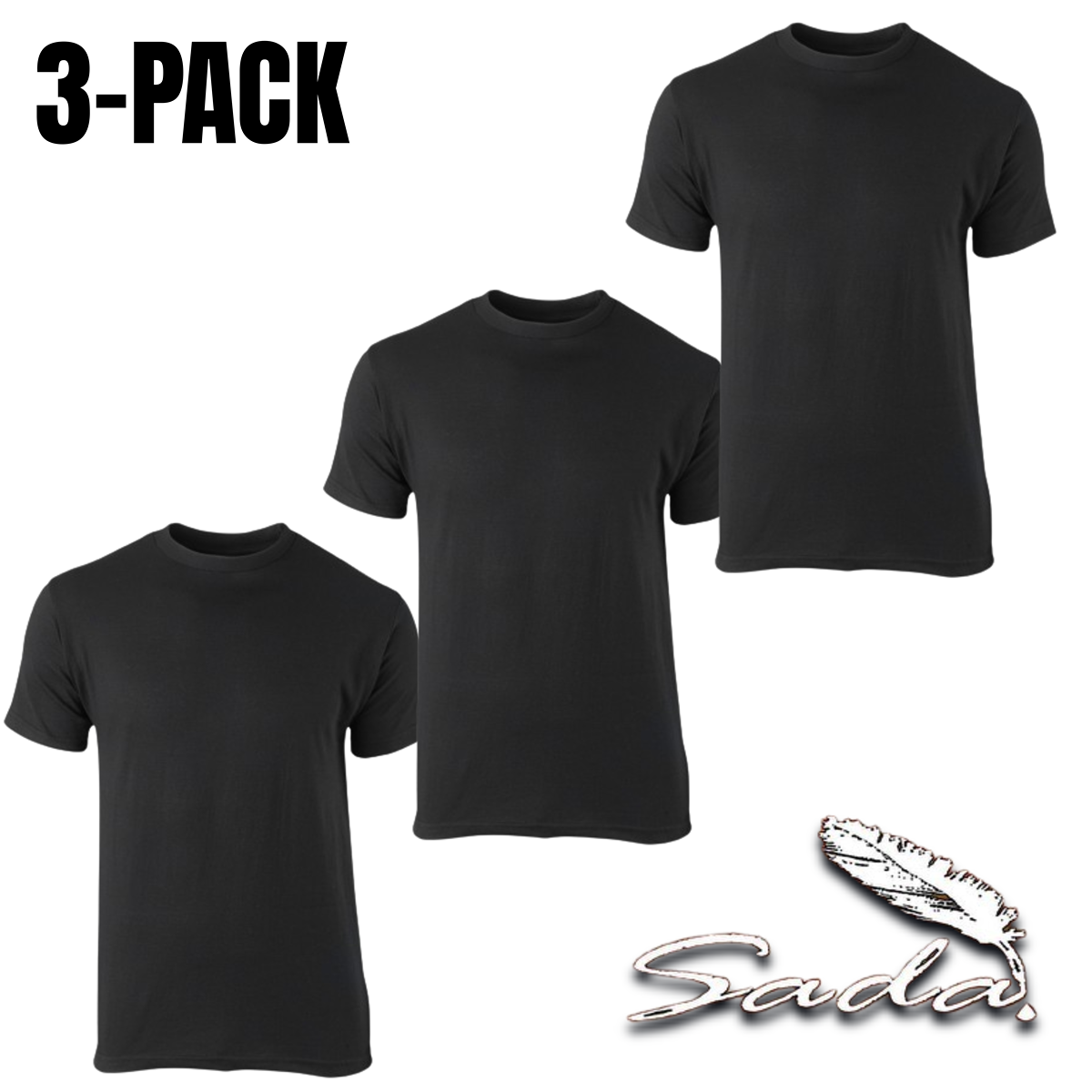 Sada Crew Neck T-Shirt (3-pack) Short-Sleeve 100% Cotton UNISEX