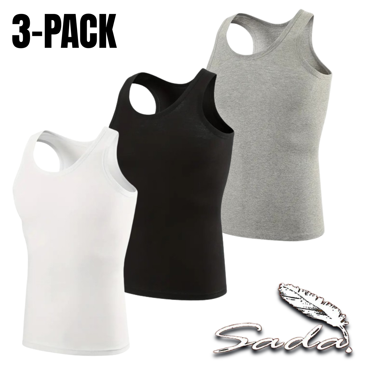 Sada Tank-Top A-Shirt (3-pack) Muscle-Shirt 100% Cotton