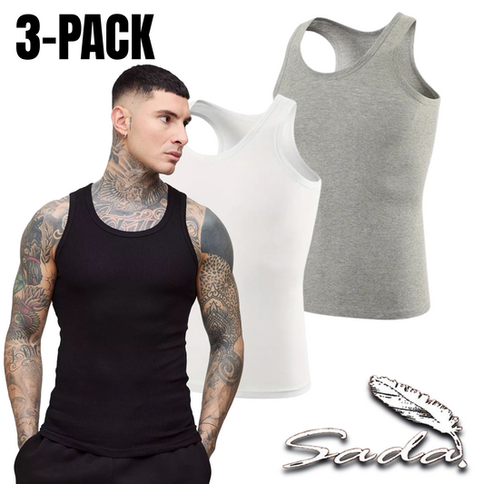Sada Tank-Top A-Shirt (3-pack) Muscle-Shirt 100% Cotton