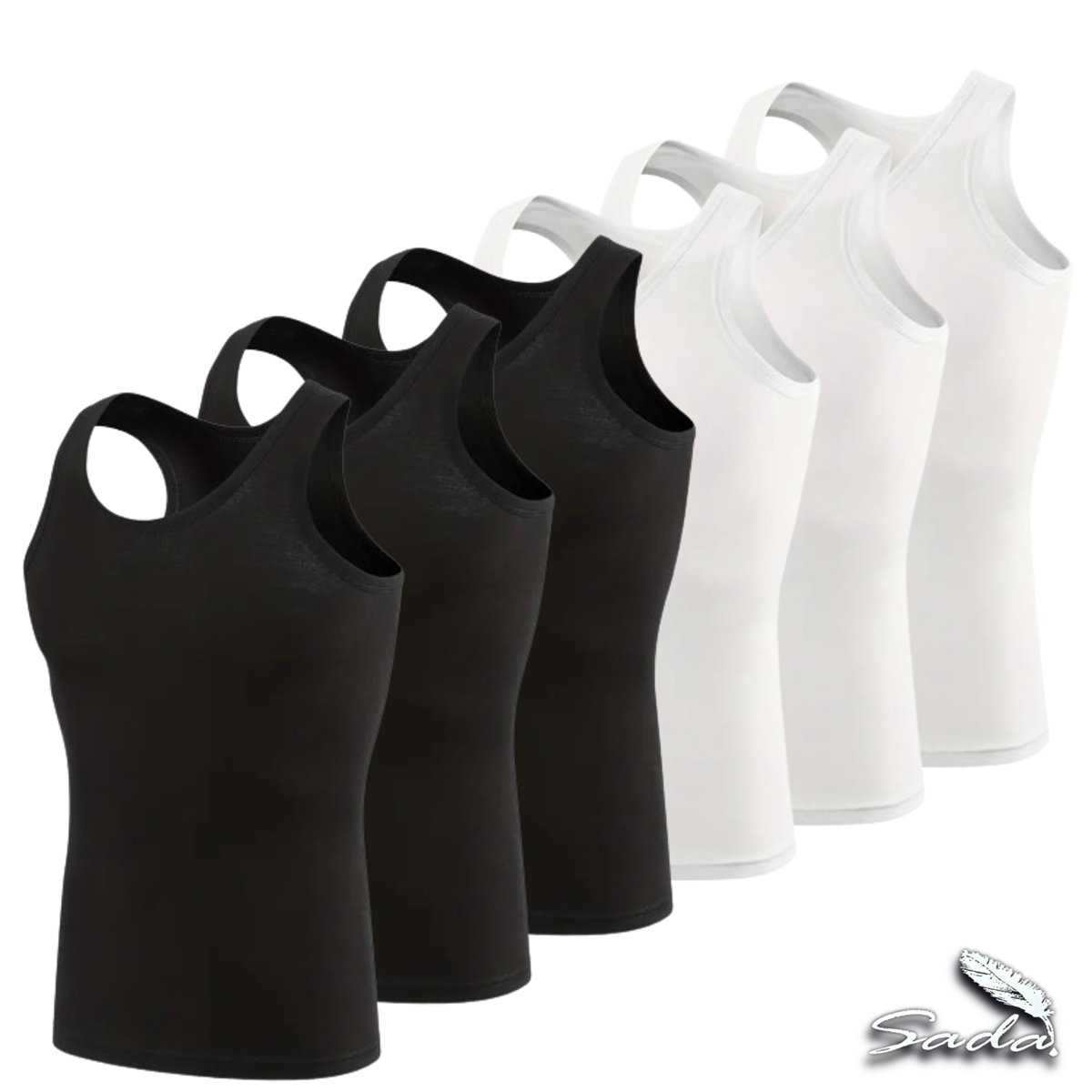 Sada Tank-Top Beaters (6-pack) Muscle-fit 100% Cotton By Blooz