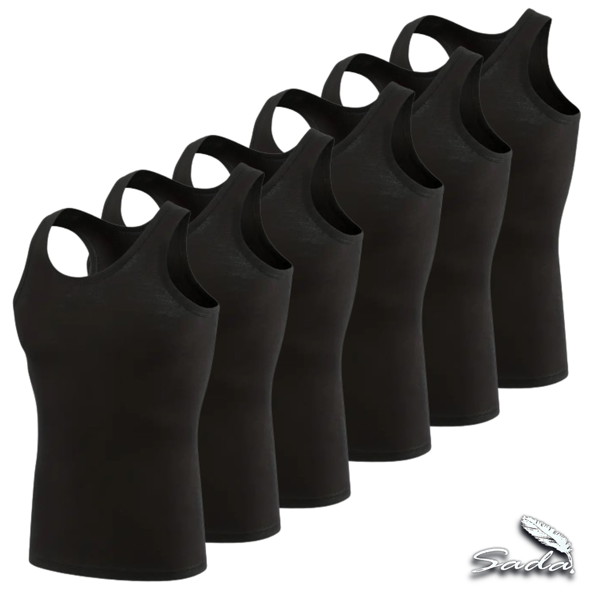 Sada Tank-Top Beaters (6-pack) Muscle-fit 100% Cotton By Blooz