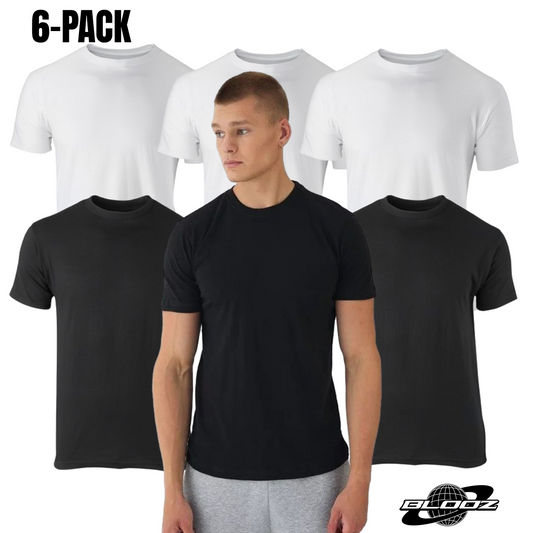 Blooz T-Shirts (6-Pack) Crew-Neck Short-Sleeve 100% Cotton Tee's