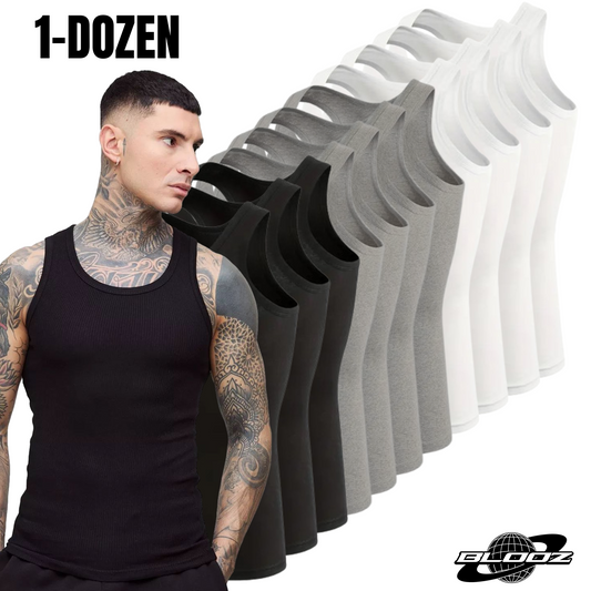 Blooz Tank-Top Beaters (1-Dozen/ 12pc) Muscle-Shirt 100% Cotton