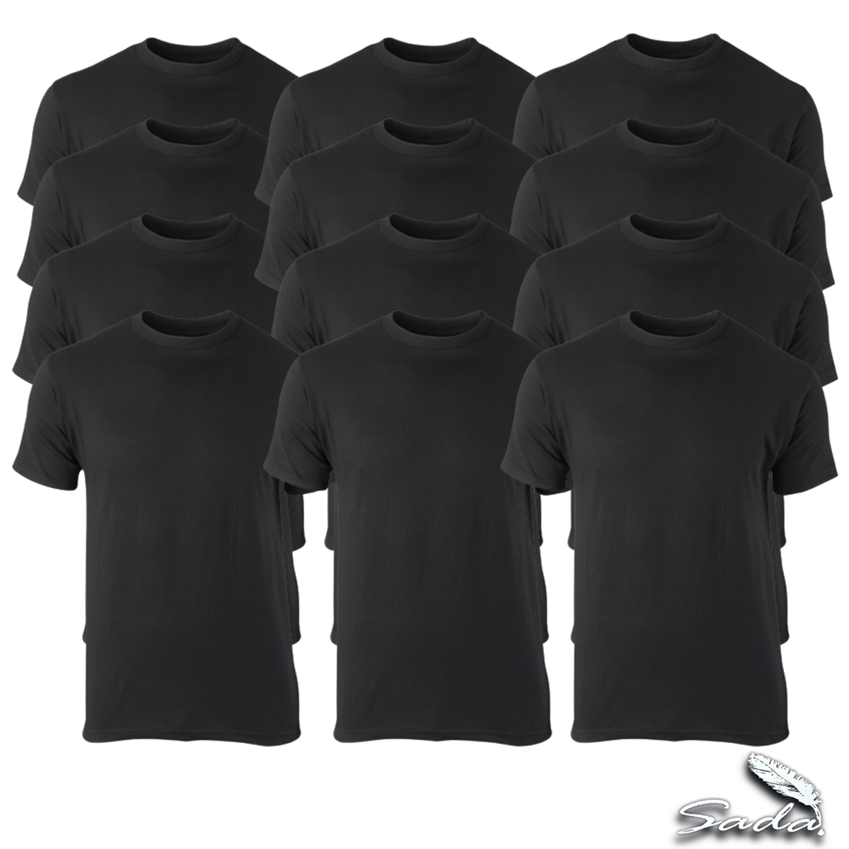 Sada T-shirts (1-Dozen/ 12pc) Short-Sleeve Crew-Neck 100% Cotton By Blooz