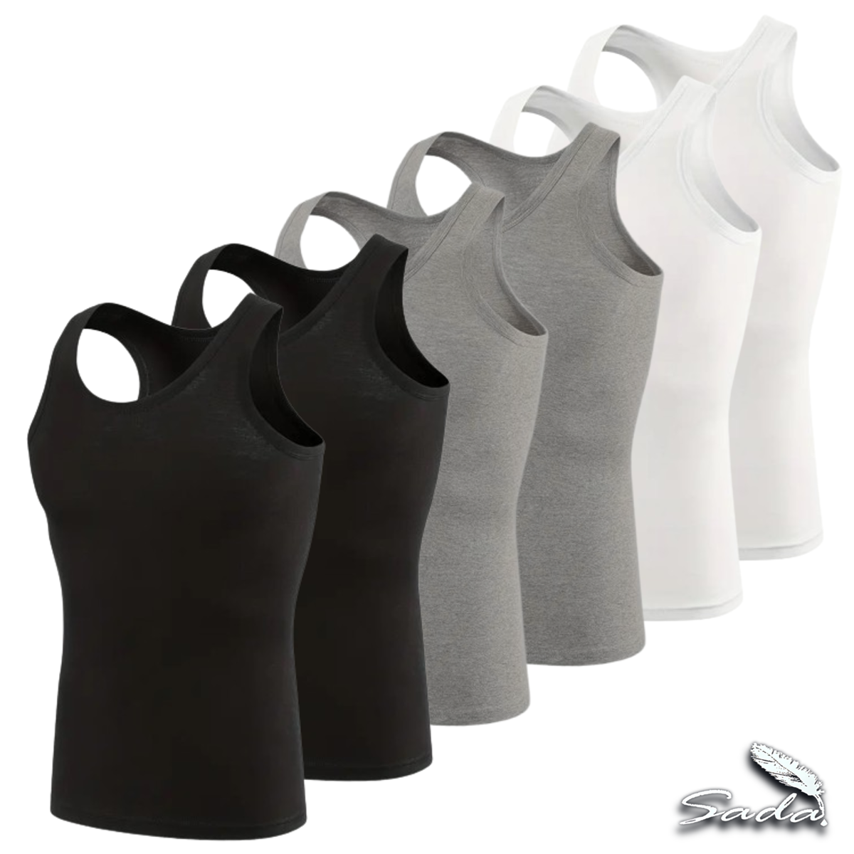 Sada Tank-Top Beaters (6-pack) Muscle-fit 100% Cotton By Blooz