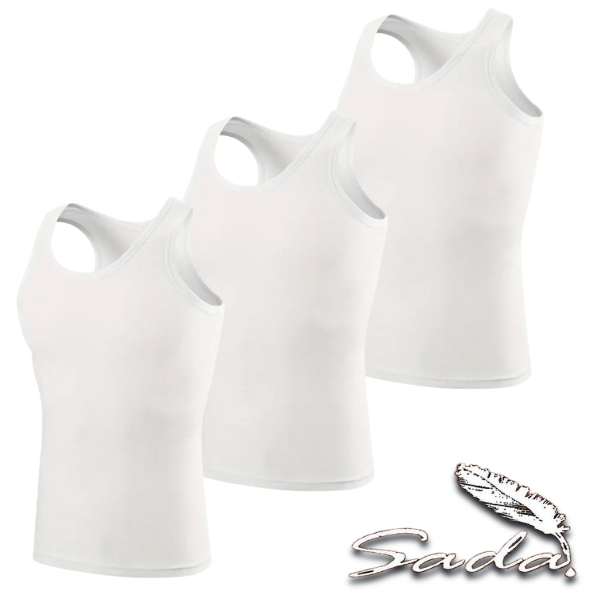 Sada Tank-Top A-Shirt (3pc) Muscle-Shirt 100% Cotton