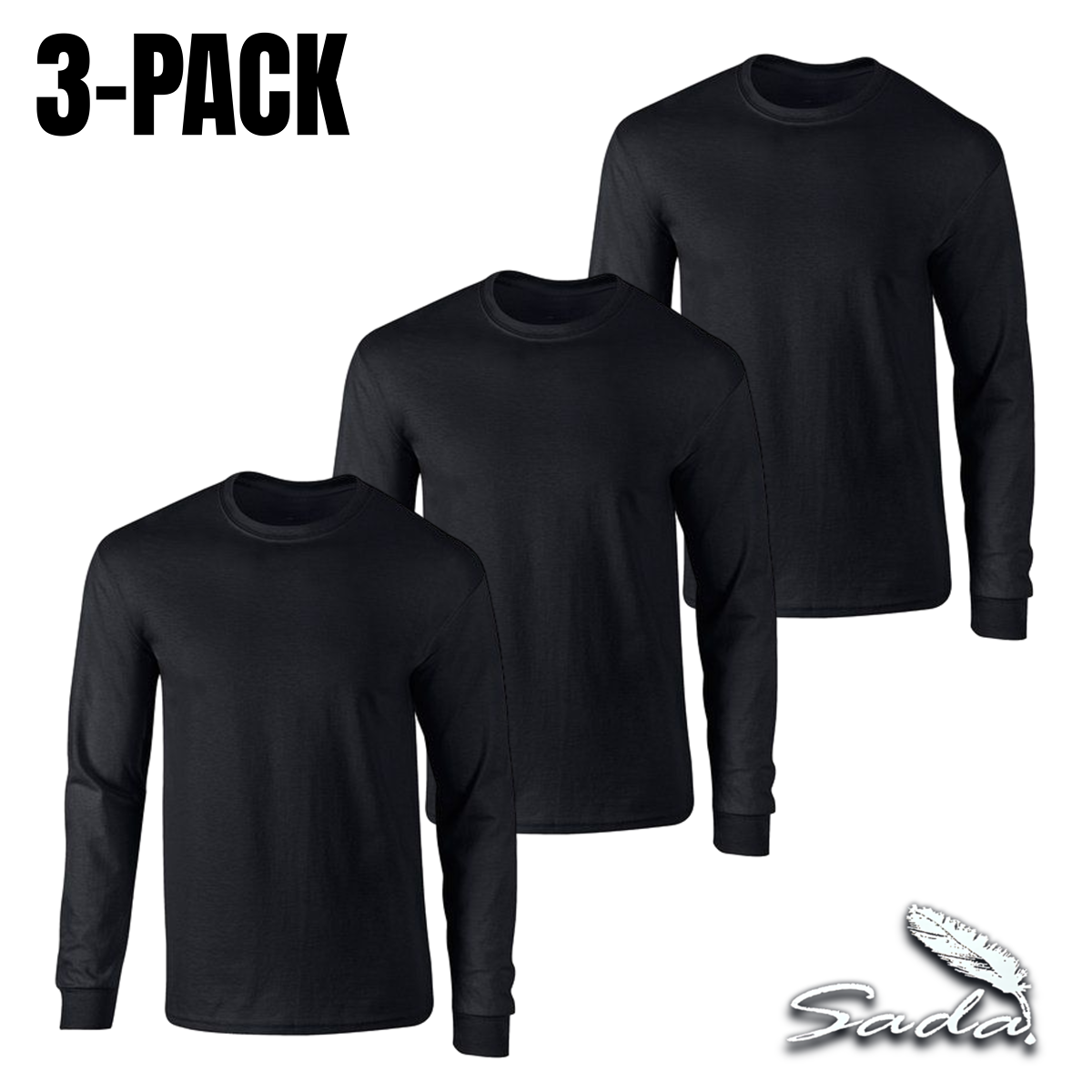 Sada Crew-Neck T-Shirt LONG-SLEEVE (3-pack) 100% Cotton