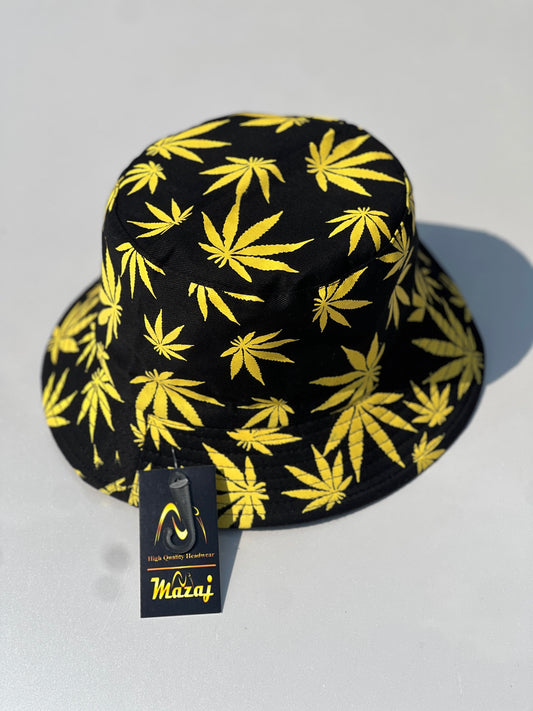 Bucket Hat "Leaf" (Black/ Yellow)