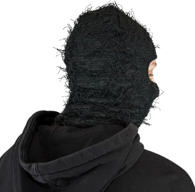 Distressed Ski-Mask Hairy Balaclava Face Cover