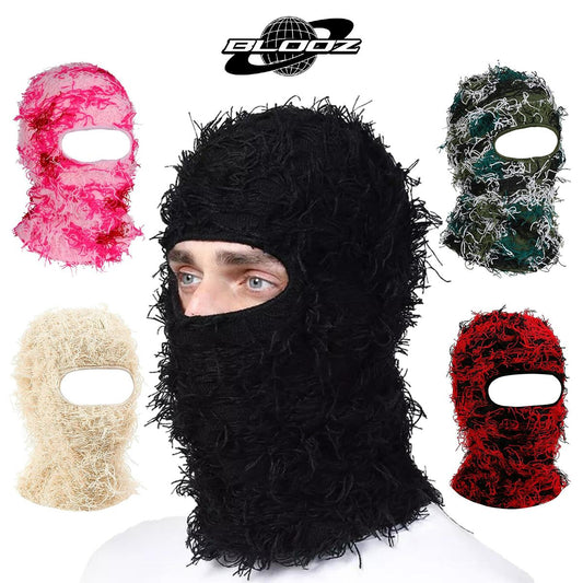 Distressed Ski-Mask Hairy Balaclava Face Cover