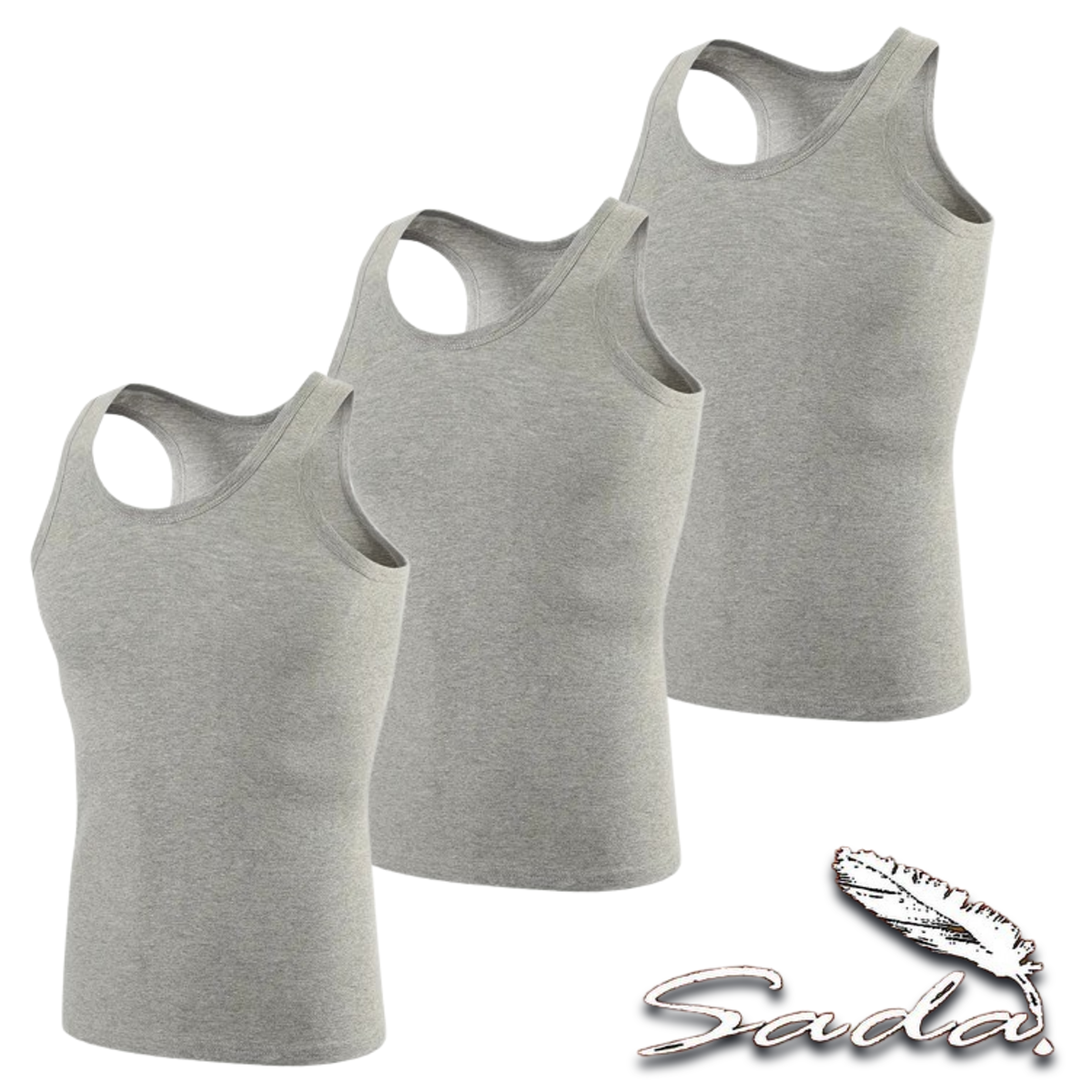 Sada Tank-Top A-Shirt (3pc) Muscle-Shirt 100% Cotton