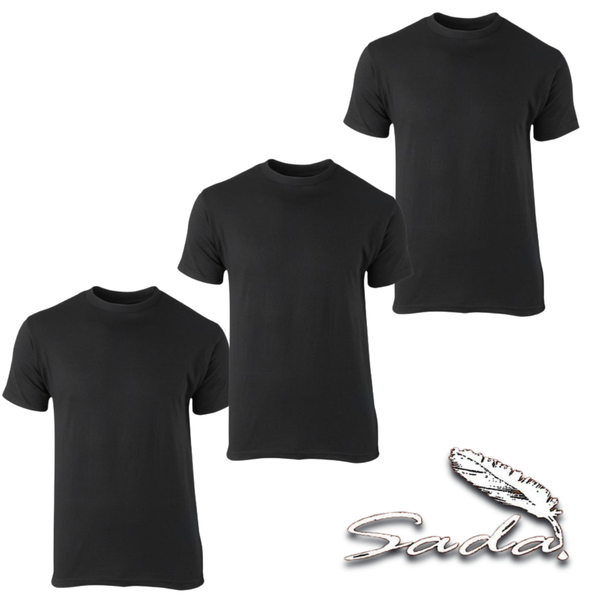 Sada Crew Neck T-Shirt (3pc) Short-Sleeve 100% Cotton UNISEX